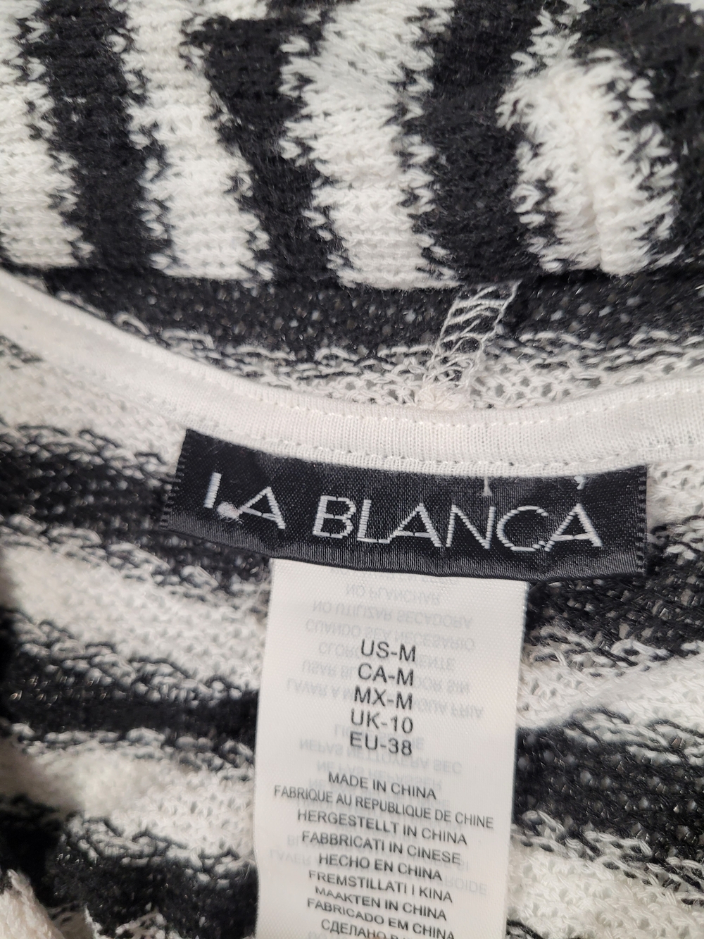 La Blanca Black & White Striped Hooded Sweater - Picture 2 of 3